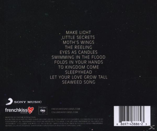 Rückseite einer CD mit Titeln und Labels.