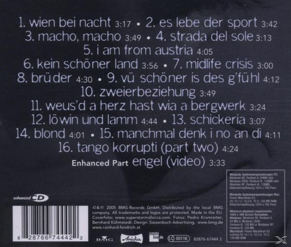 Rückseite einer CD-Hülle mit Trackliste auf Deutsch. Enthält einen Barcode und Text.