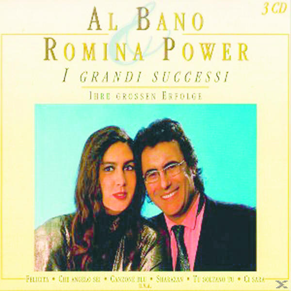 Albumcover von Al Bano & Romina Power. Sie lächeln. Der Titel und andere Texte sind in Gold gehalten.