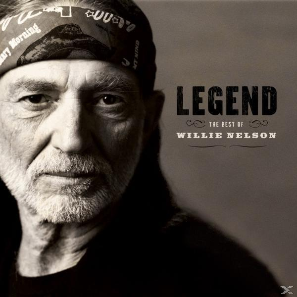 Albumcover mit Willie Nelsons Gesicht, einem Bandana und dem Titel 'Legend'.