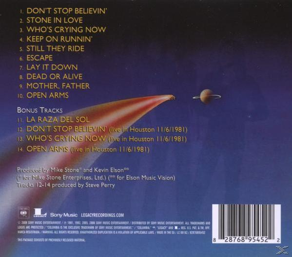 Album-Rückseite mit Titelliste der Band Journey, mit Bonus-Tracks.