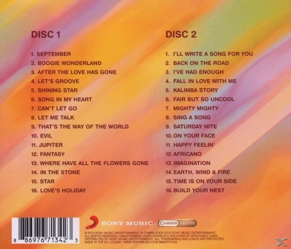 CD-Hülle mit Titellisten auf gelb-orangefarbenem Farbverlauf, mit Sony Music und Camden Deluxe Logos.