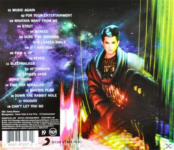 Albumcover mit einer Männersilhouette und Songtiteln auf buntem Hintergrund.