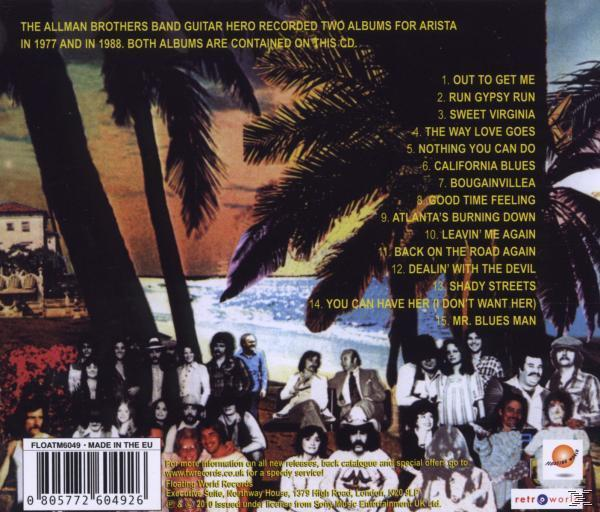 Albumcover mit einer Gruppe von Leuten und Palmen, sowie einer Titelliste.