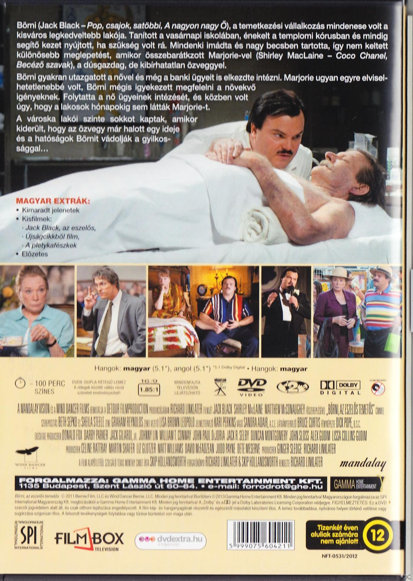 Egy DVD tok hátulja. Színészekkel, szöveggel és a film részleteivel.