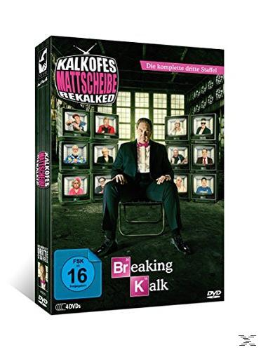 DVD-Box-Set mit Personen auf Fernsehbildschirmen. Text: Kalkofes Mattscheibe Rekalked, Breaking Kalk.