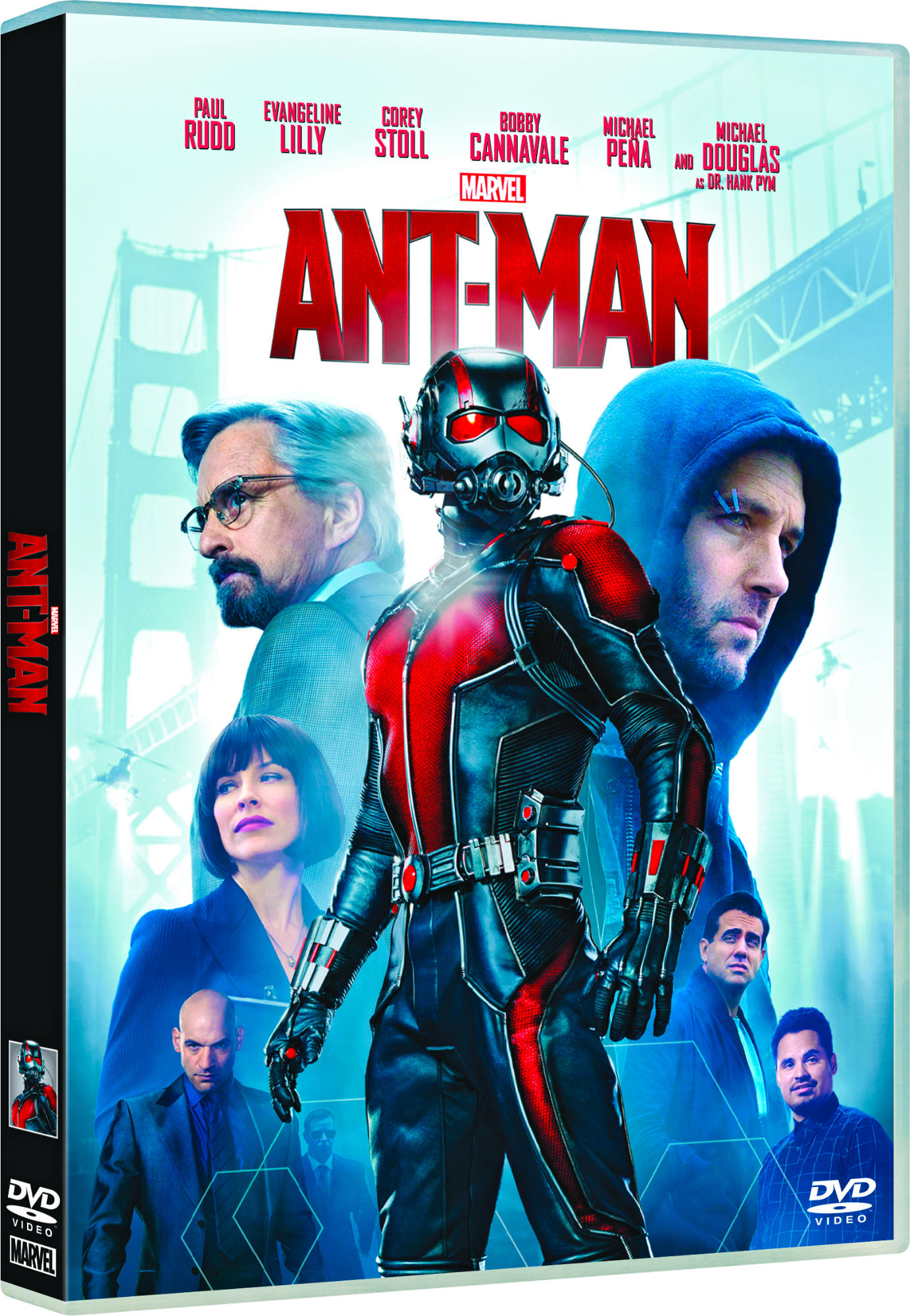 Jaquette DVD du film Ant-Man, avec plusieurs acteurs.