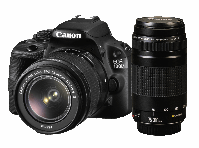 CANON EOS 100D + 18-55mm + 75+300 mm DC Lens Kit Dijital SLR Fotoğraf Makinesi