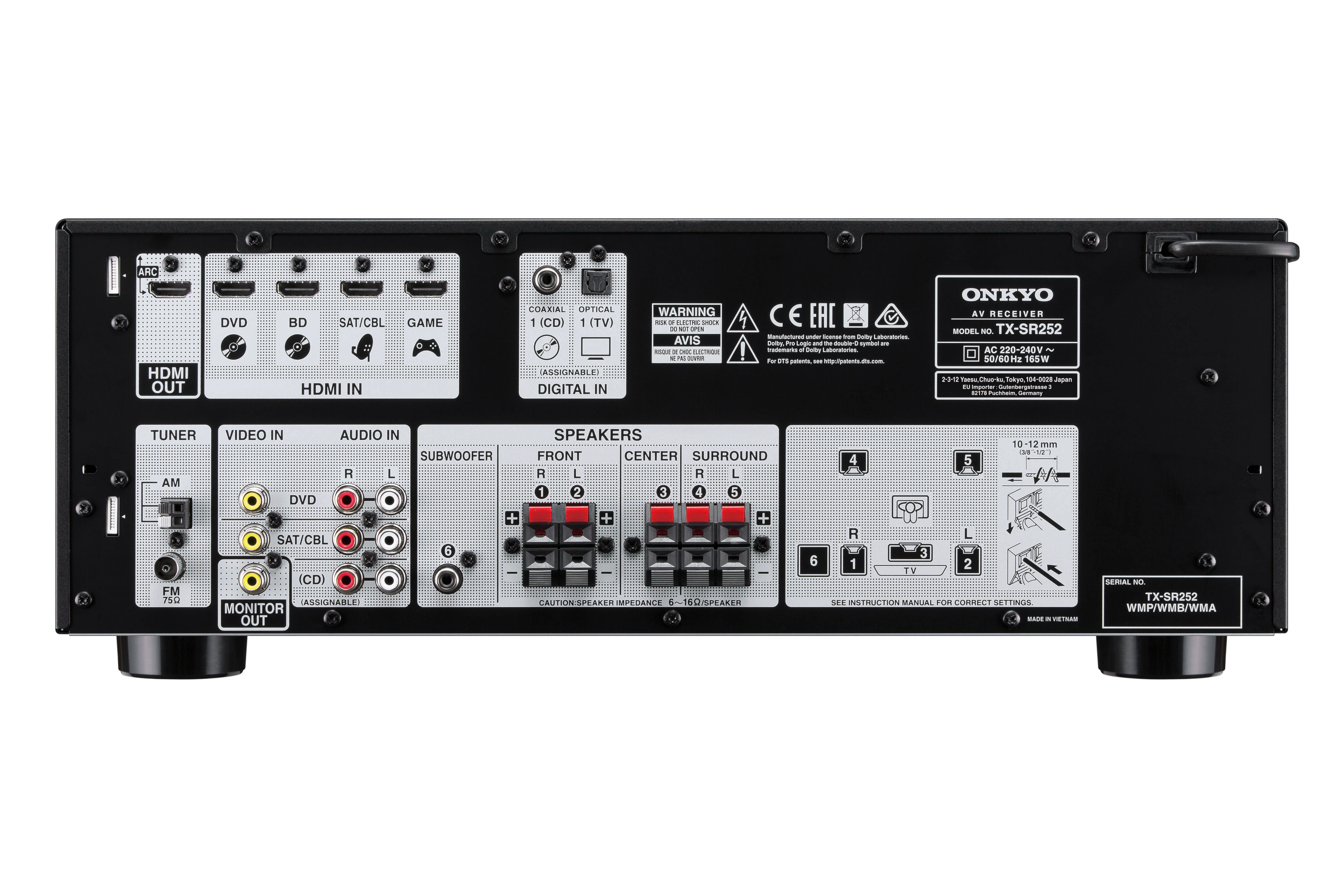 ONKYO TX-SR252 AV-Receiver (5.1 Kanäle, 100 Watt pro Kanal, Schwarz)