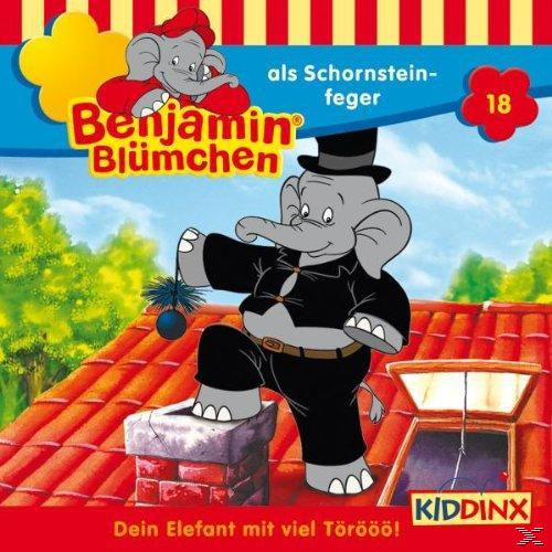 Cover: Benjamin Blümchen als Schornsteinfeger auf rotem Dach. Text: Dein Elefant mit viel Törööö!