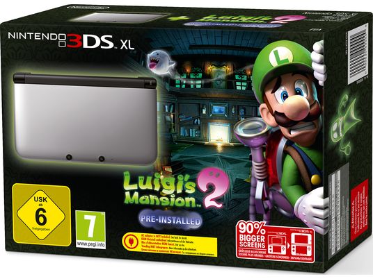 NINTENDO UE exklusives Bundle 3DSXL Silber Luigi Mansion 2 (vorinstalliert)