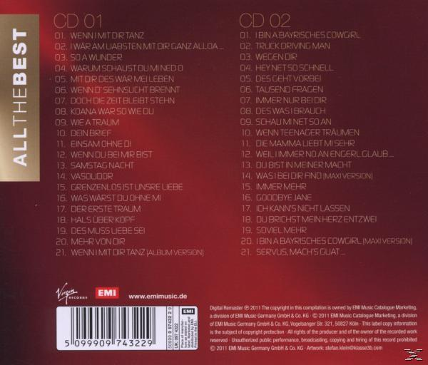 Albumcover mit Titelliste. Roter Hintergrund mit weißem Text. Enthält eine Compilation.