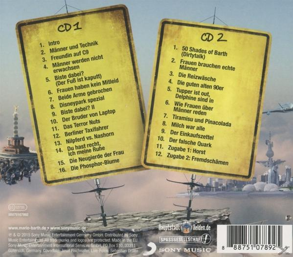 CD-Rückseite mit Titellisten und Cartoon-Illustrationen.