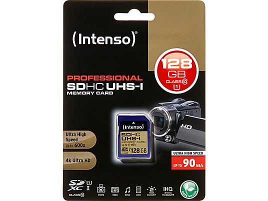INTENSO MIC-SDXC PREMIUM UHS-I 128GB - Speicherkarte  (128 GB, 10 MB/s, Blau)
