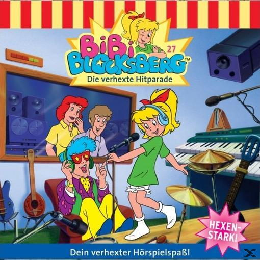 Bibi Blocksberg Albumcover mit Zeichentrickfiguren: Bibi, Freunden und einer Aufnahmestudio-Szene. Text auf Deutsch.