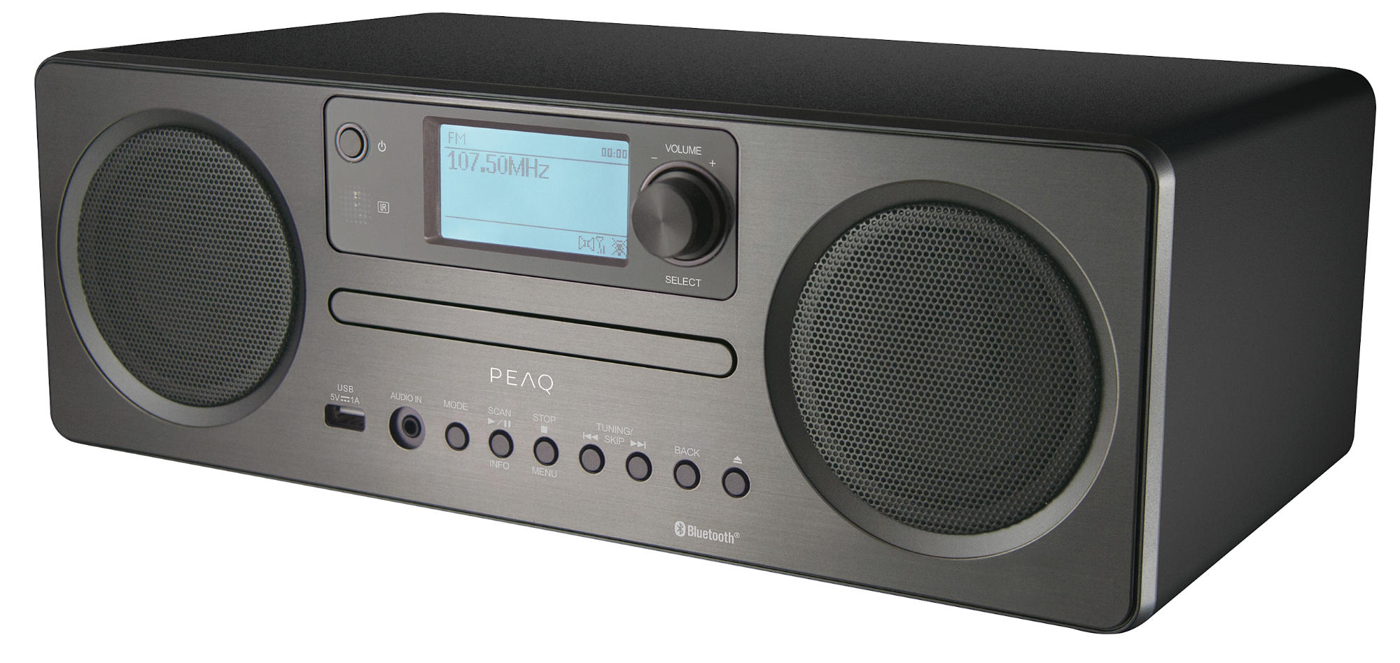 PEAQ PDR 350 Internetradio, DAB+, DAB, Schwarz, Metallgrau