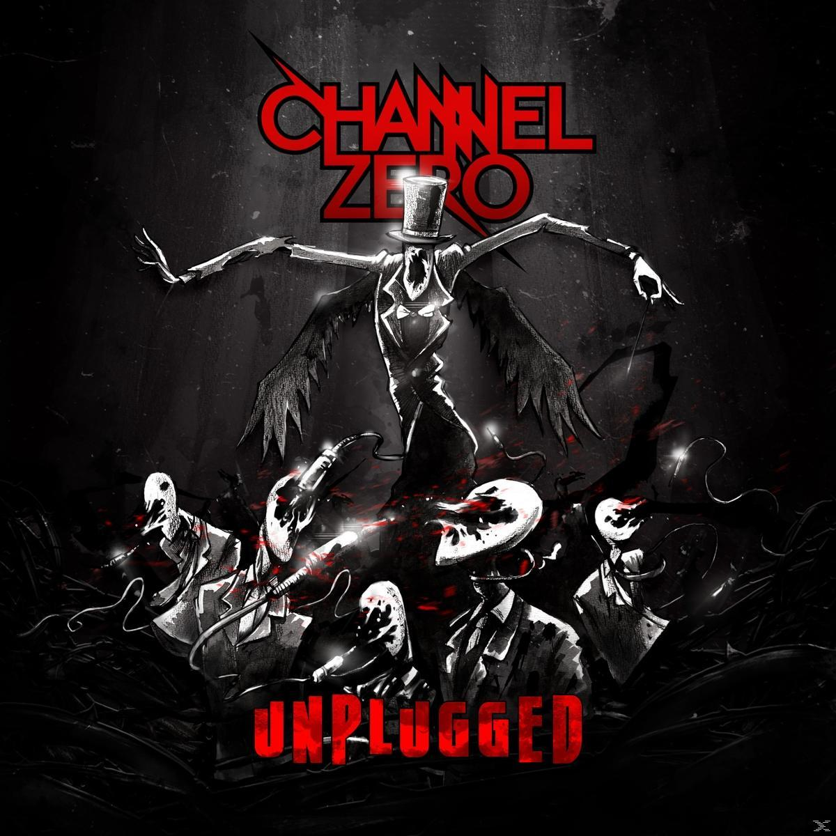 Albumhoes van Channel Zero, een donkere afbeelding met een figuur en meerdere personages.