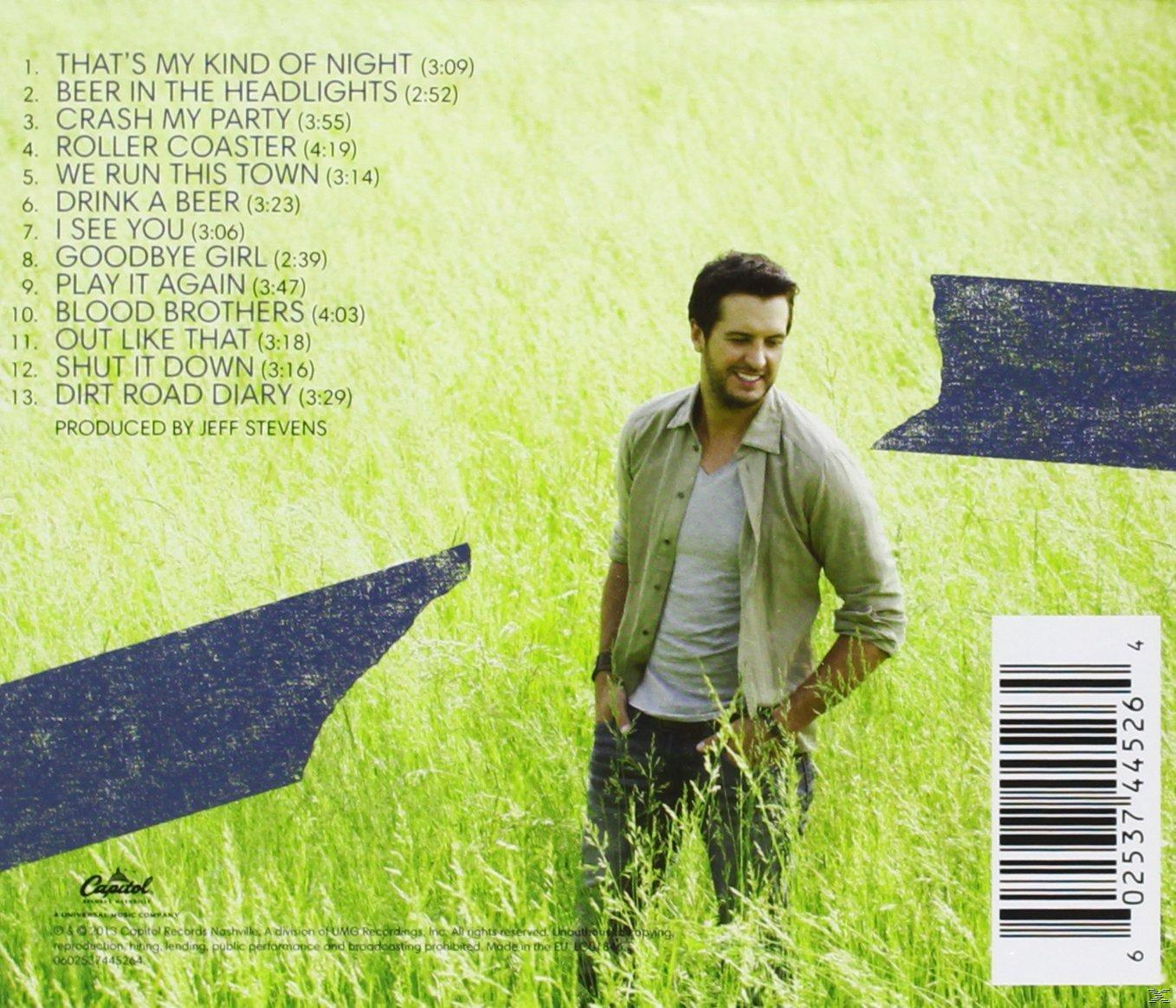 CD-Cover mit einem Mann, der auf einem Feld steht. Tracklist ist links. Der Künstlername ist Luke Bryan.