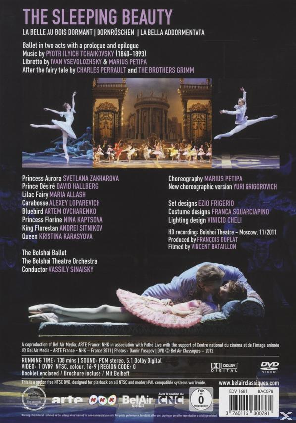DVD-Cover für das Ballett Dornröschen. Tänzer, Text.
