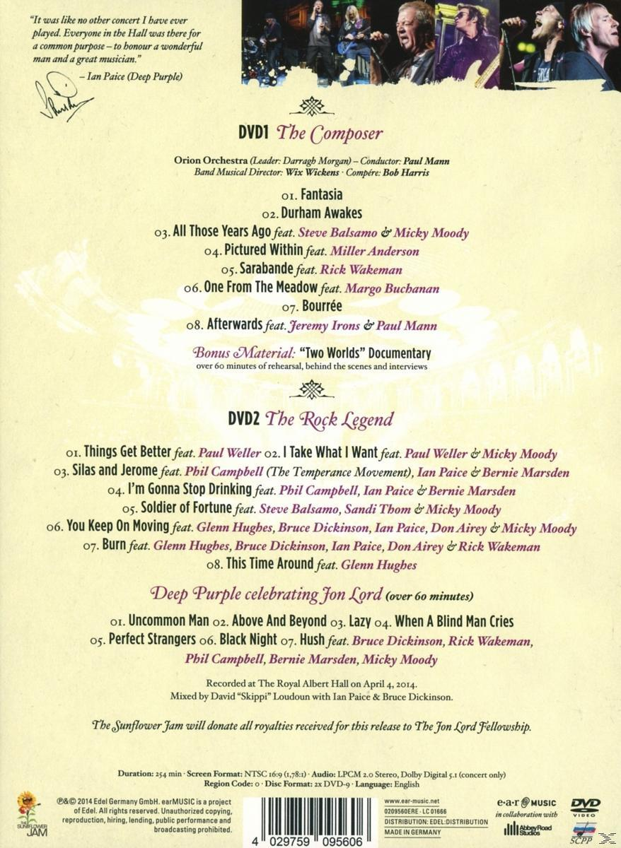 DVD-Rückseite mit Titellisten, Credits und Logos für Deep Purple und andere Künstler.