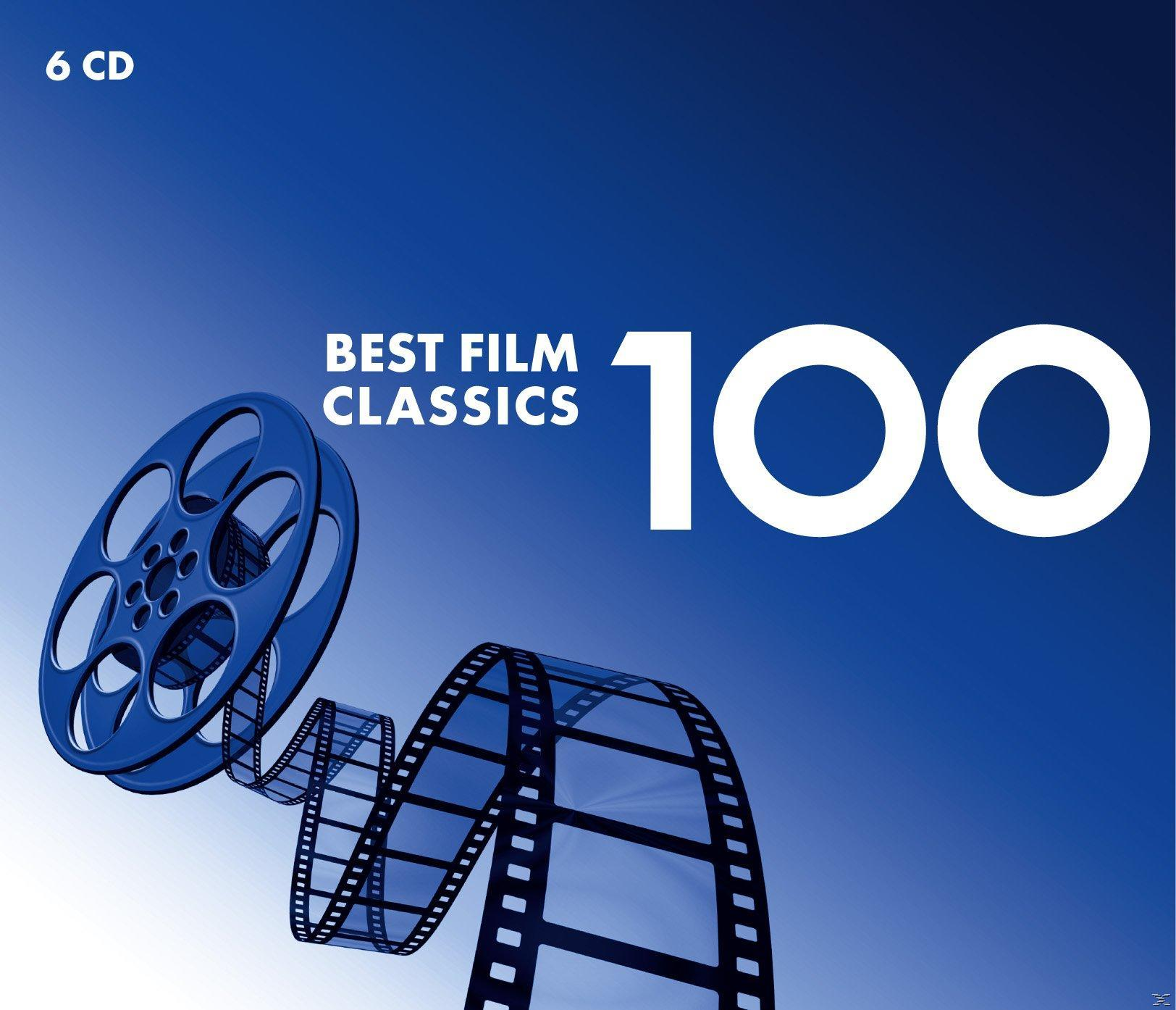 Best Film Classics 100 CD borító. Filmszalagok és filmszalag kék háttéren.