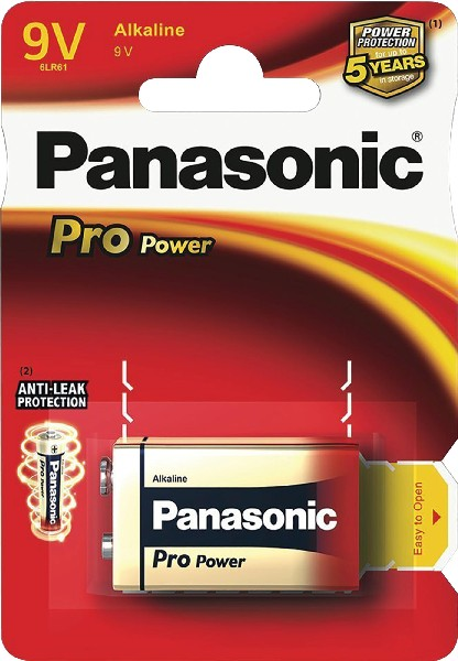 Panasonic Blister 1 pila alcalina 6lf22 9v pro power 6lr61pp1bp 6lr61ppg 9 6 61
