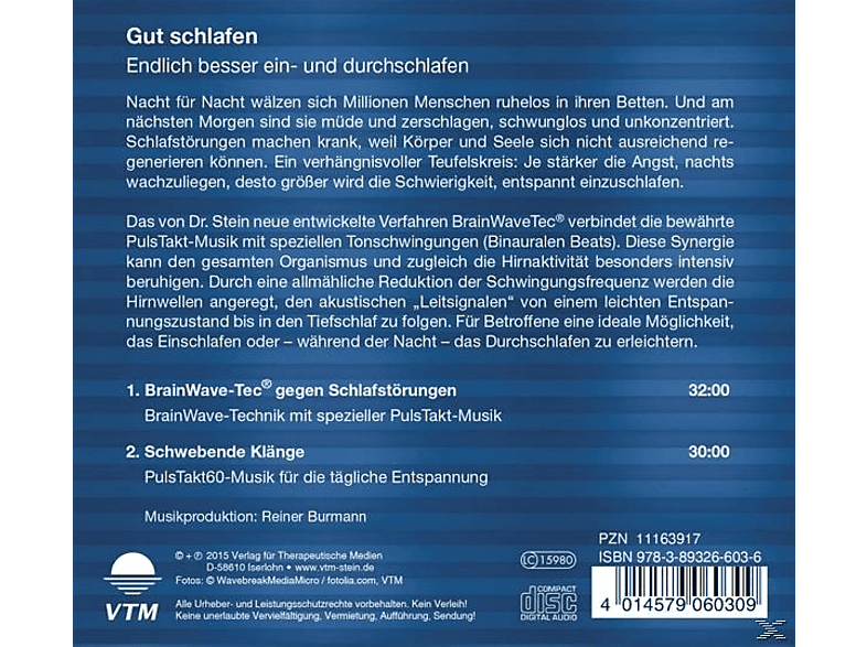 Thumbnail - Stein Arnd - Gut Schlafen-Besser Ein-& Durchschlafen (CD)