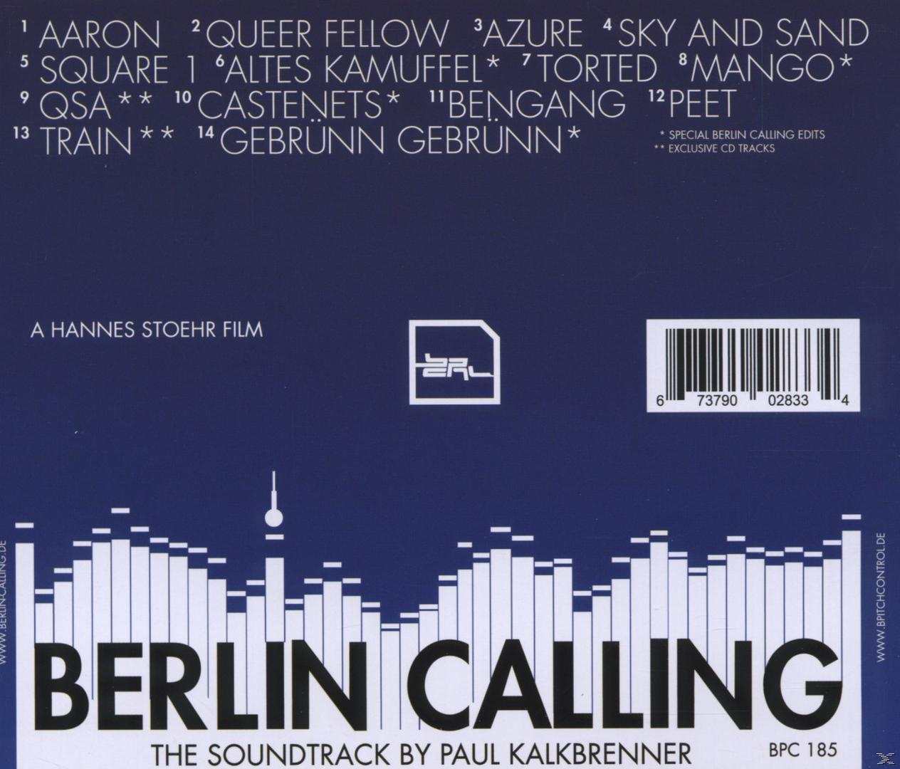 Albumcover mit blauem Hintergrund, Text: Berlin Calling, The Soundtrack von Paul Kalkbrenner. Titelliste.