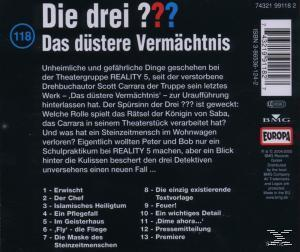 Rückseite eines Buches. Text über Mysterien, mit Barcode und Logo.
