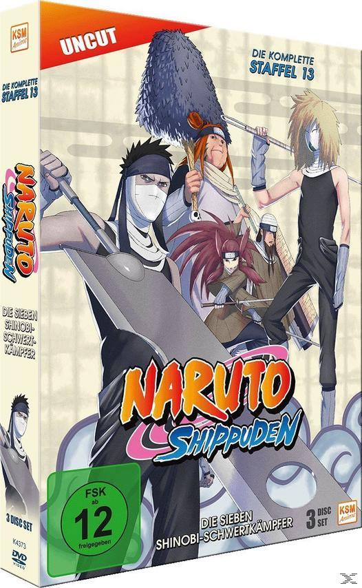 DVD-Cover von Naruto Shippuden mit mehreren Charakteren und einem Schwert.