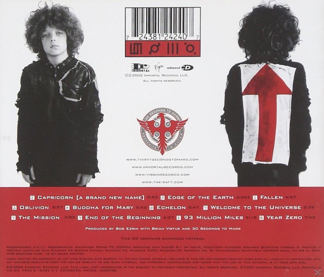Albumcover von 30 Seconds to Mars mit zwei Kindern und Albumdetails auf der Rückseite.