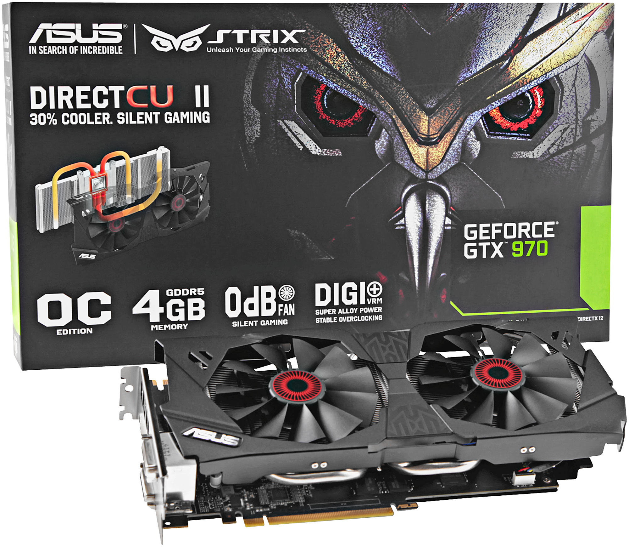 ASUS GeForce® GTX 970 4GB, STRIX-GTX970-DC2OC-4GD5 (90YV07F0-M0NA00)