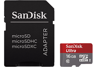 SANDISK microSDHC 16GB Ultra Class10 UHS-I, 80MB/s + Adapter + Android app. (139726) (SDSQUNC-016G-GN6MA)