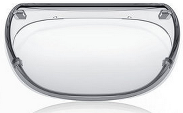 Clear plastic cover, possibly for glasses or goggles. It has a curved shape.