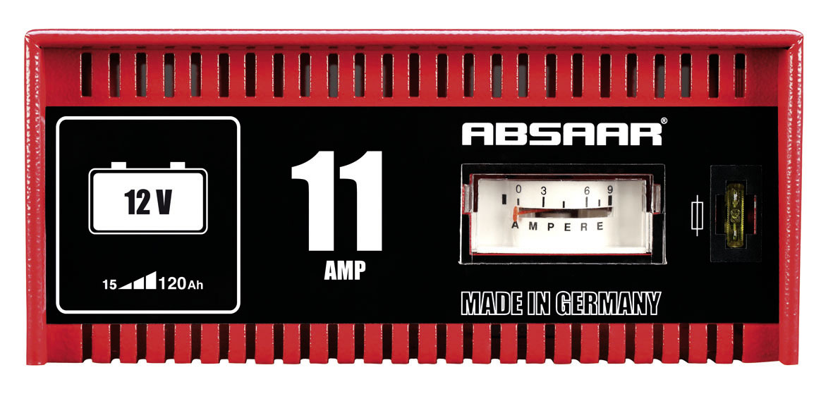 ABSAAR 77906 Batterie-Ladegerät 11 Ampere Ladegerät, Rot/Schwarz