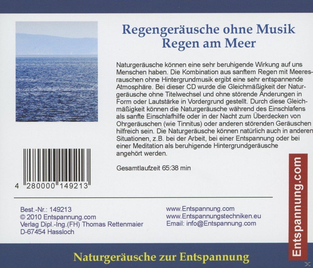 Rückseite der CD, weißer Hintergrund mit Text. Text beschreibt Naturgeräusche zur Entspannung. Informationen und Kontaktdaten.