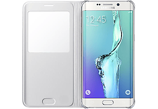 SAMSUNG Galaxy S6 Edge Plus S-View Cover Koruyucu Kılıf Beyaz Deri