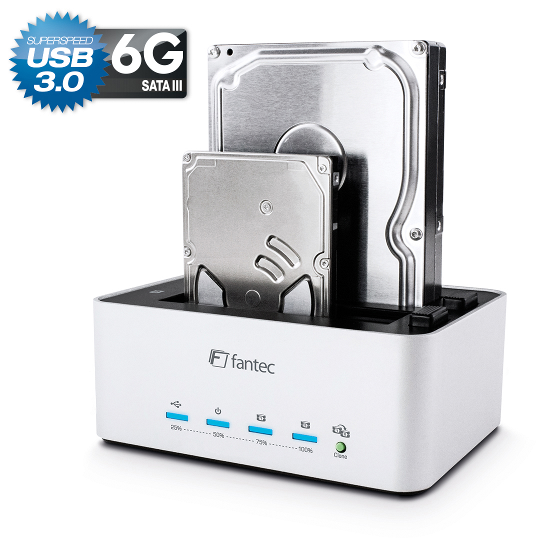 FANTEC 1796 AluDock 2X Festplatten Dockingstation, 0 TB, extern, Silber
