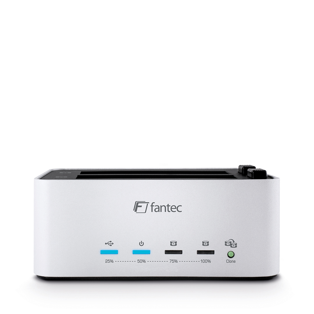 FANTEC 1796 AluDock 2X Festplatten Dockingstation, 0 TB, extern, Silber