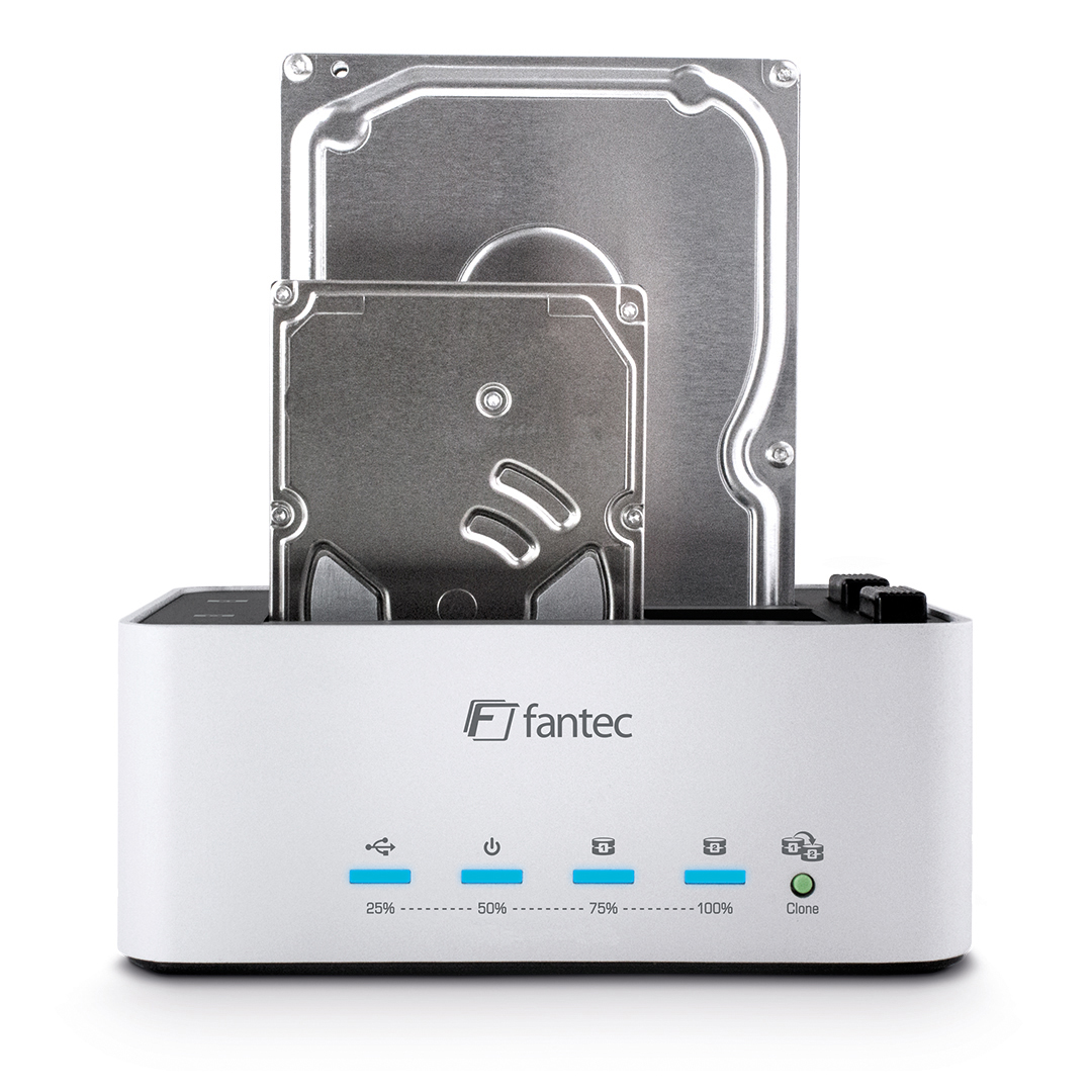 FANTEC 1796 AluDock 2X Festplatten Dockingstation, 0 TB, extern, Silber