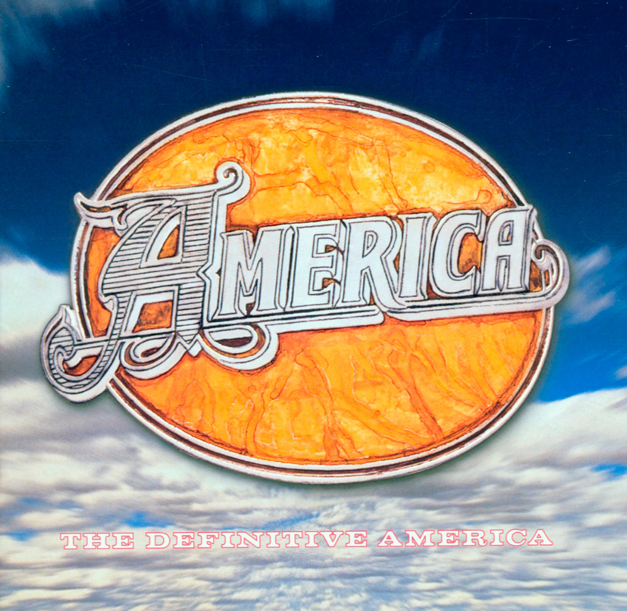 CD-Cover. Ein oranger Kreis mit dem Wort AMERICA in Weiß. Blauer Himmel und Wolken im Hintergrund.