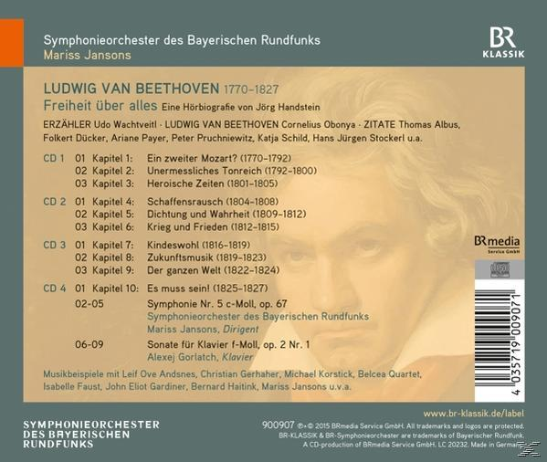 CD-Cover mit Text über Beethoven und einem Porträt, mit blau-weißem Hintergrund.