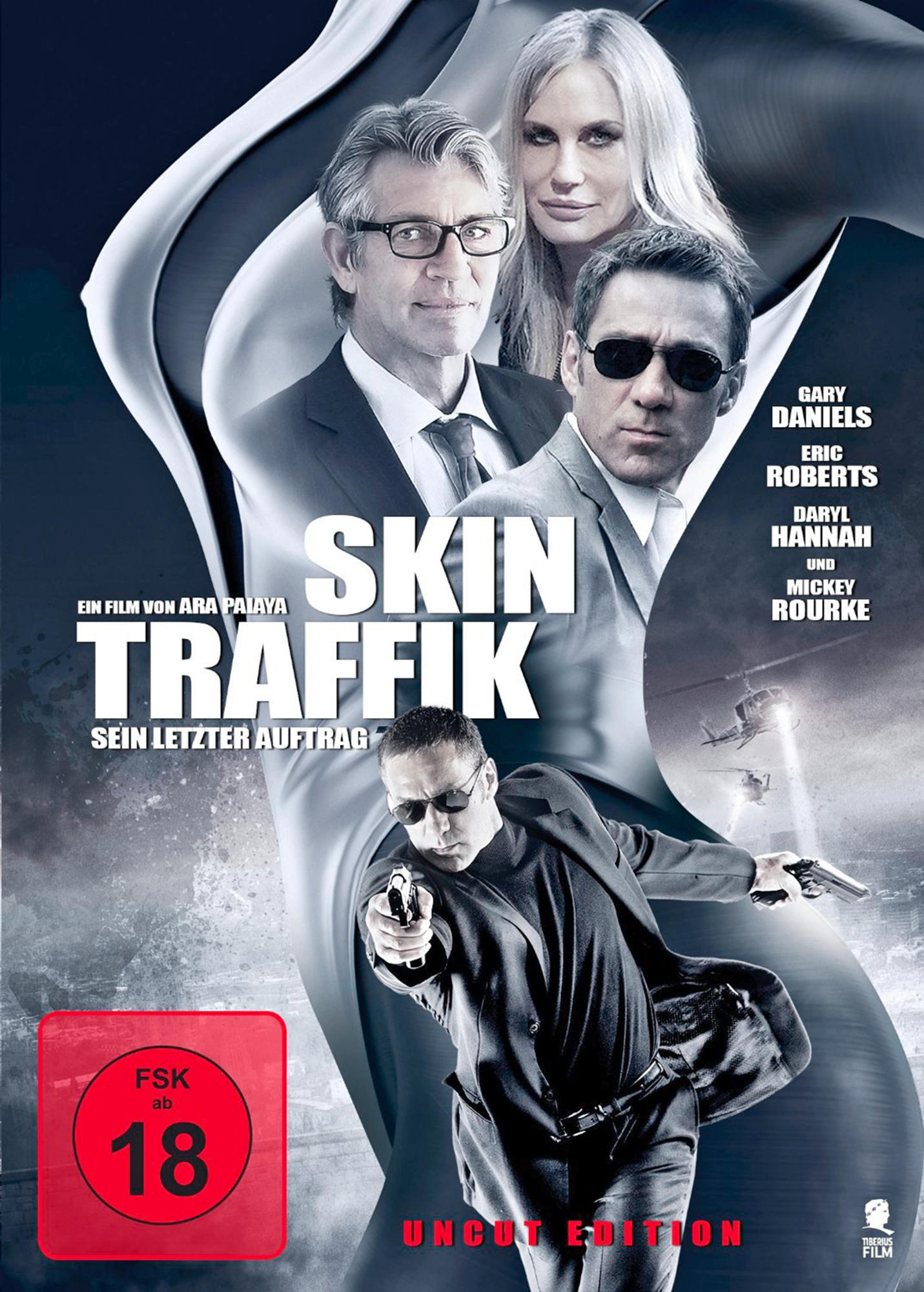 Filmplakat: Skin Traffik, mit Schauspielern und Actionszenen.