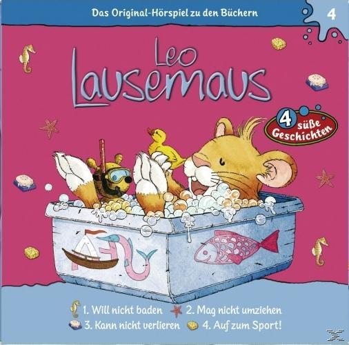 DVD-Cover: Cartoon-Löwe in einer Badewanne mit Blasen, Titel „Leo Lausemaus“.
