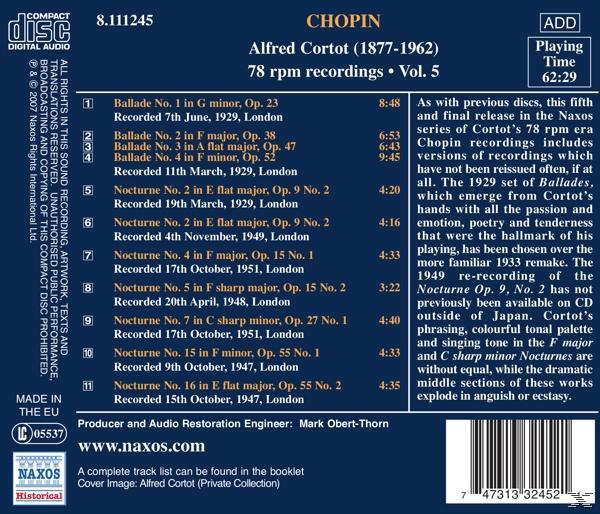 Cortot Alfred - Balladen/Nocturnes  - (CD)