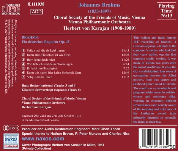 Hans Hotter, Karajan/Schwarzkopf/Wpo - Ein Deutsches Requiem  - (CD)