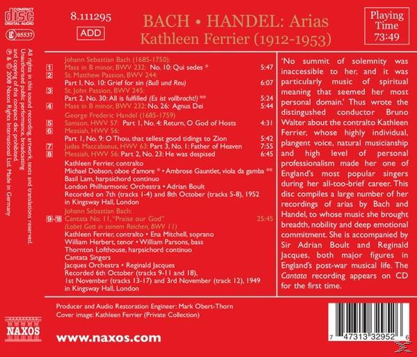 CD-Cover mit Arien von Bach und Händel. Text und Credits in Rot und Weiß auf rotem Hintergrund.