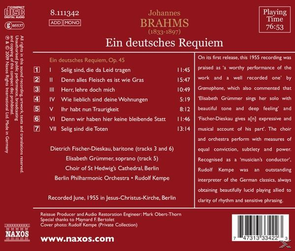 Rückseite der CD-Hülle mit Text und einer Titelliste, weißer Hintergrund.