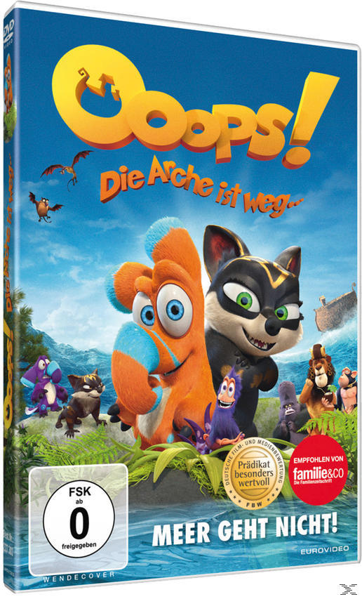 Cover des Films 'Ooops! Die Arche ist weg...' zeigt Zeichentricktiere und den Titel.