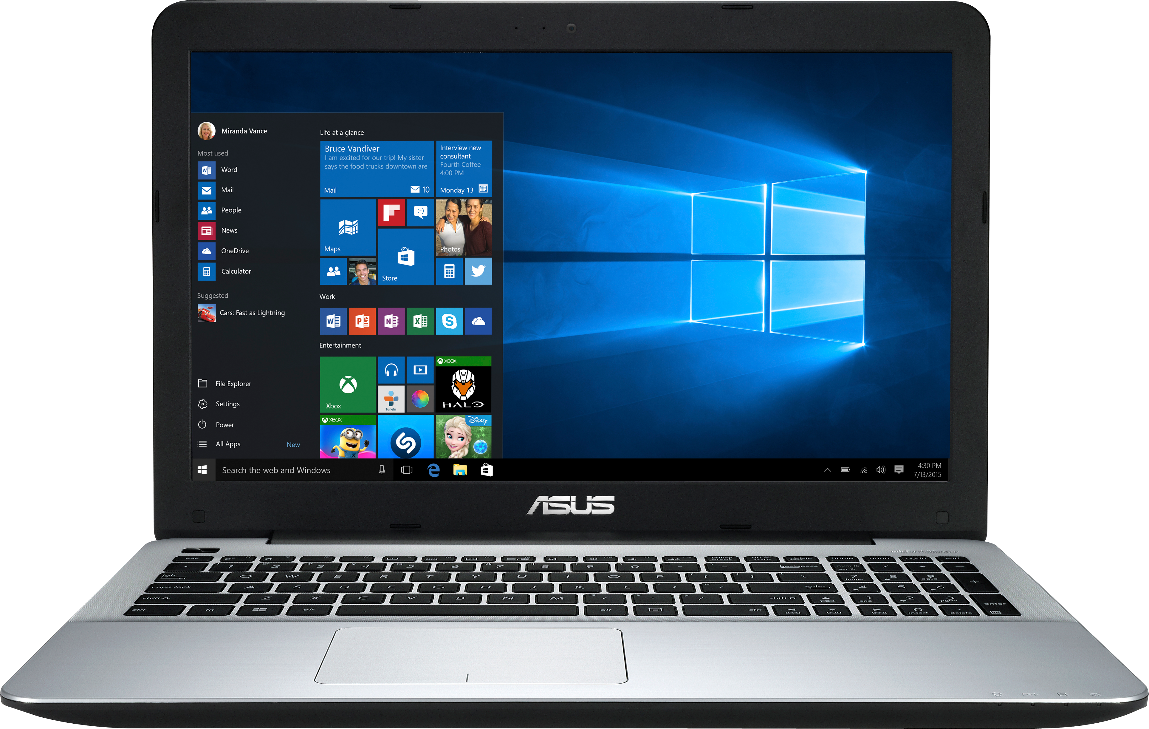 ASUS 556UB-XO100H (90NB0AQ2-M01090) Notebook, 15,6 Zoll, Intel® Core™ i7-6500U Prozessor
(4M Cache, bis zu 3.10 GHz), 8 GB, 1000 GB HDD